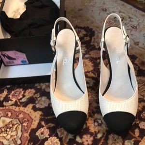 chanel color block heels